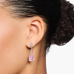 Women THOMAS SABO Earrings-Earrings with pink and white stones silver