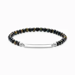 Women THOMAS SABO Bracelets|Bracelets-Engravable bracelet with tiger eye and obsidian beads