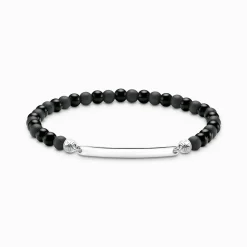 Women THOMAS SABO Bracelets|Bracelets-Engravable bracelet with obsidian beads