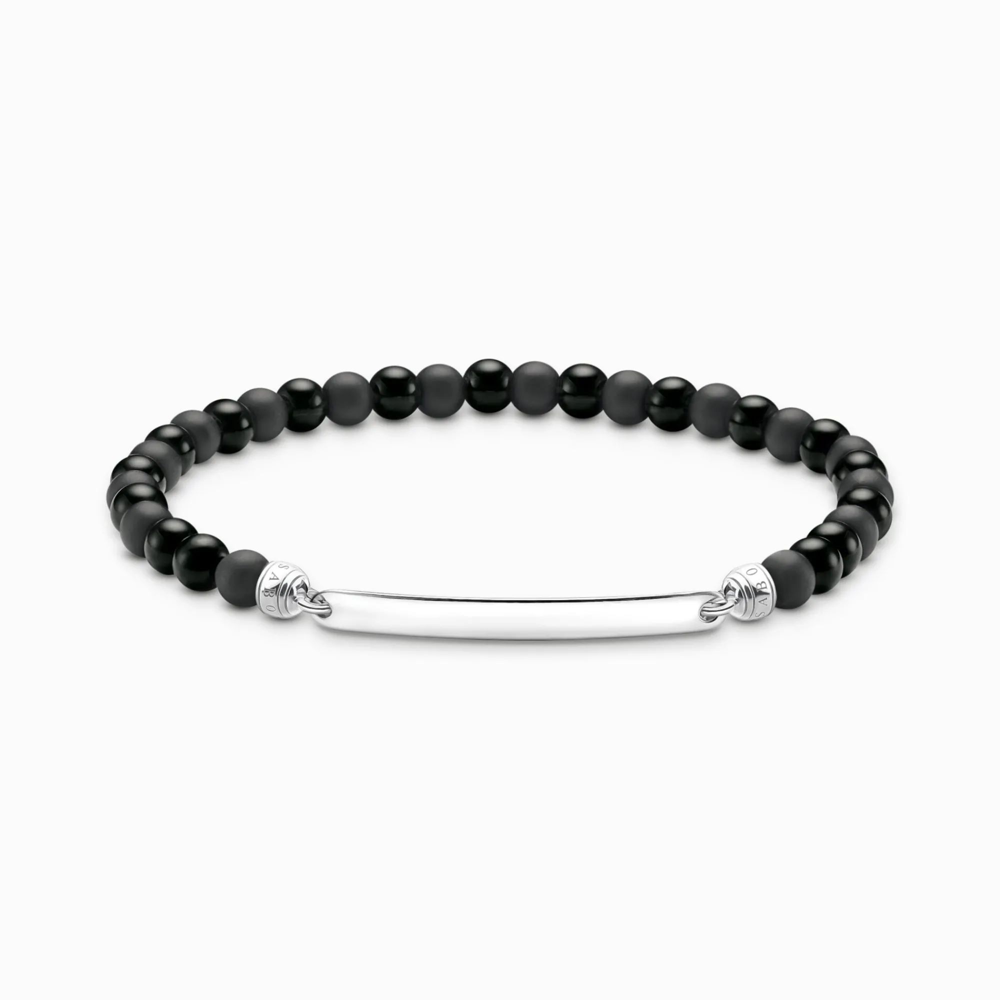 Women THOMAS SABO Bracelets|Bracelets-Engravable bracelet with obsidian beads