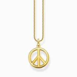 Women THOMAS SABO 18-Carat Gold-Plating - 925 Silver-Gold plated necklace with pendant peace sign and coloured stones