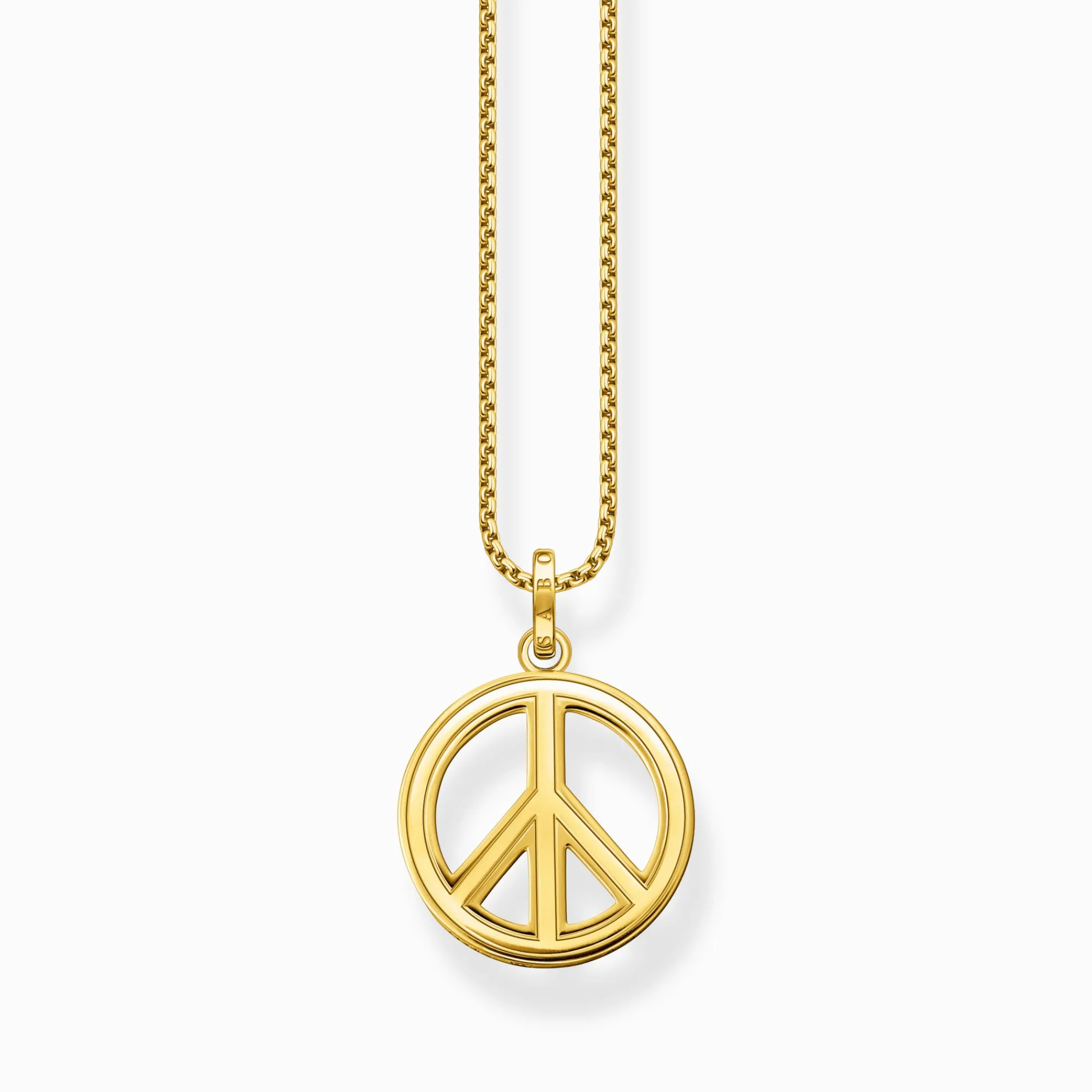 Women THOMAS SABO 18-Carat Gold-Plating - 925 Silver-Gold plated necklace with pendant peace sign and coloured stones
