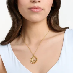 Women THOMAS SABO 18-Carat Gold-Plating - 925 Silver-Gold plated pendant peace sign with coloured stones