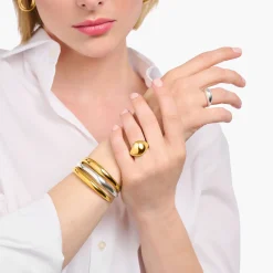 Women THOMAS SABO Bangles|18-Carat Gold-Plating - 925 Silver-Gold-plated bangle in timless design