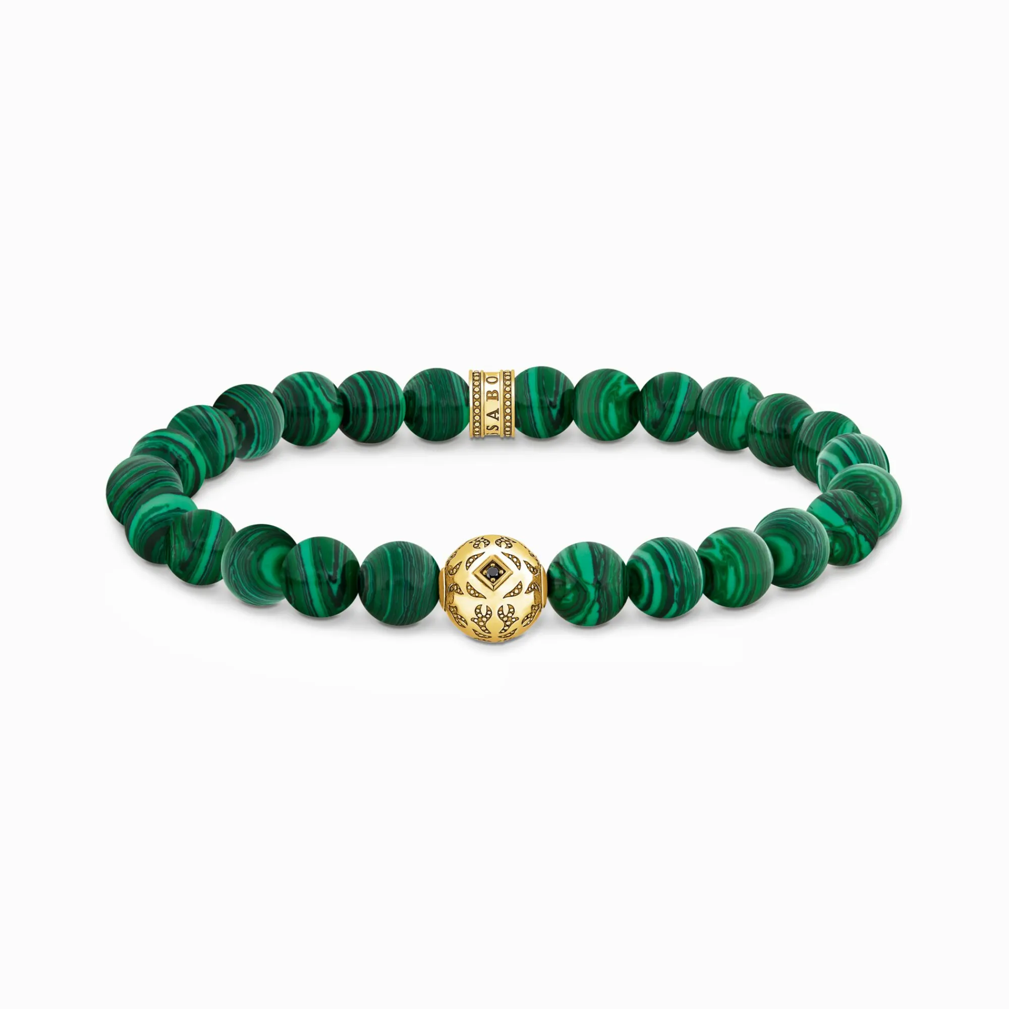 Women THOMAS SABO Bracelets|Bracelets-Gold-plated beads bracelet with green malachite