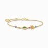 Women THOMAS SABO Bracelets|18-Carat Gold-Plating - 925 Silver-Gold-plated bracelet with colourful palm tree & cactus