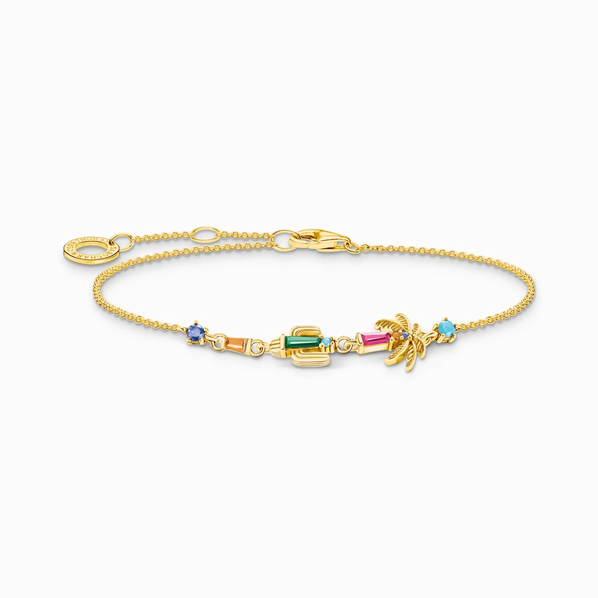 Women THOMAS SABO Bracelets|18-Carat Gold-Plating - 925 Silver-Gold-plated bracelet with colourful palm tree & cactus