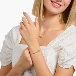 Women THOMAS SABO Bracelets|18-Carat Gold-Plating - 925 Silver-Gold-plated bracelet with colourful palm tree & cactus