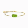 Women THOMAS SABO Bracelets|18-Carat Gold-Plating - 925 Silver-Gold-plated bracelet with green goldbears & freshwater pearl