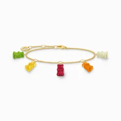 Women THOMAS SABO Bracelets|18-Carat Gold-Plating - 925 Silver-Gold-plated bracelet with 5 colourful goldbears