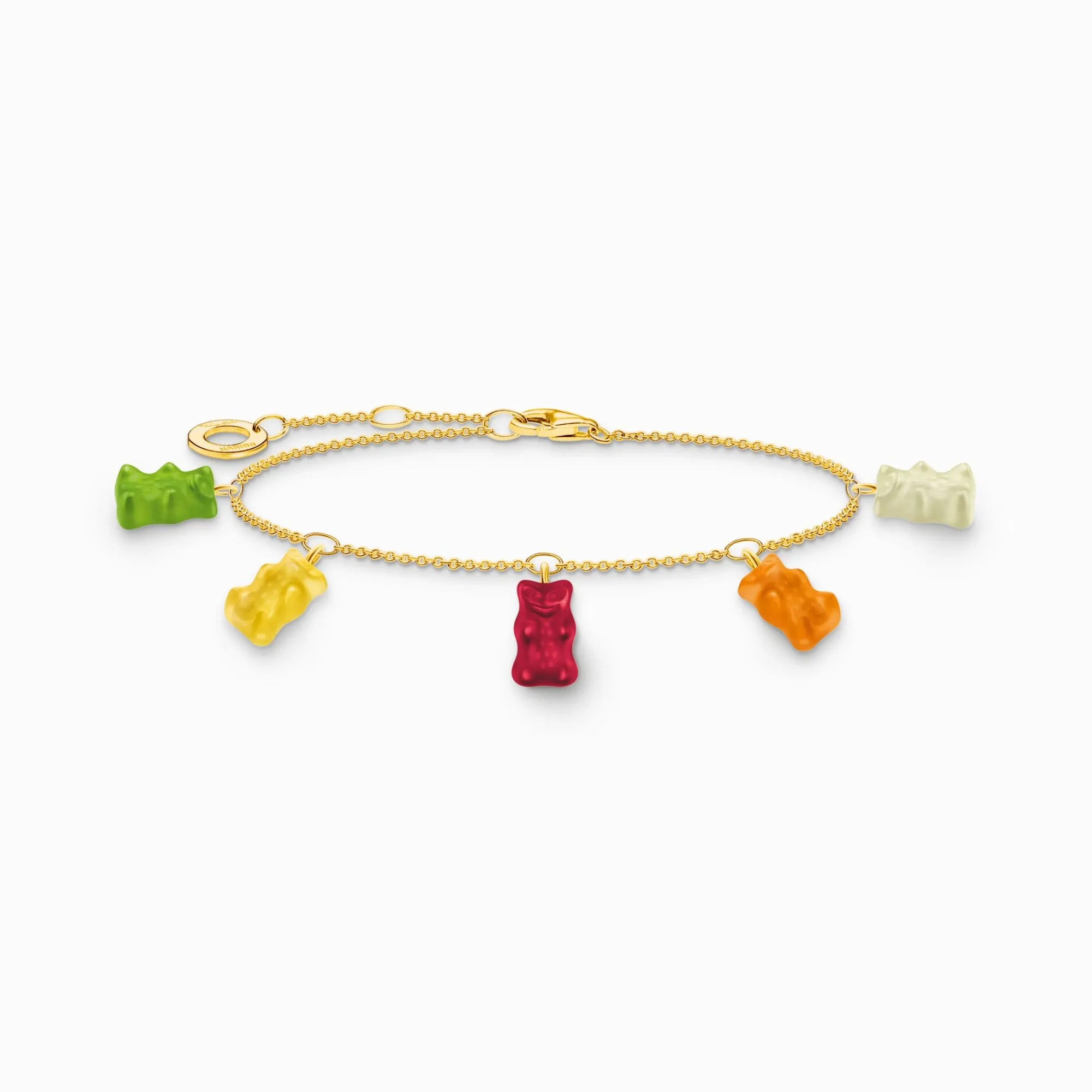 Women THOMAS SABO Bracelets|18-Carat Gold-Plating - 925 Silver-Gold-plated bracelet with 5 colourful goldbears