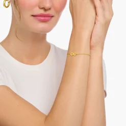 Women THOMAS SABO Bracelets|18-Carat Gold-Plating - 925 Silver-Gold-plated bracelet with infinity pendant