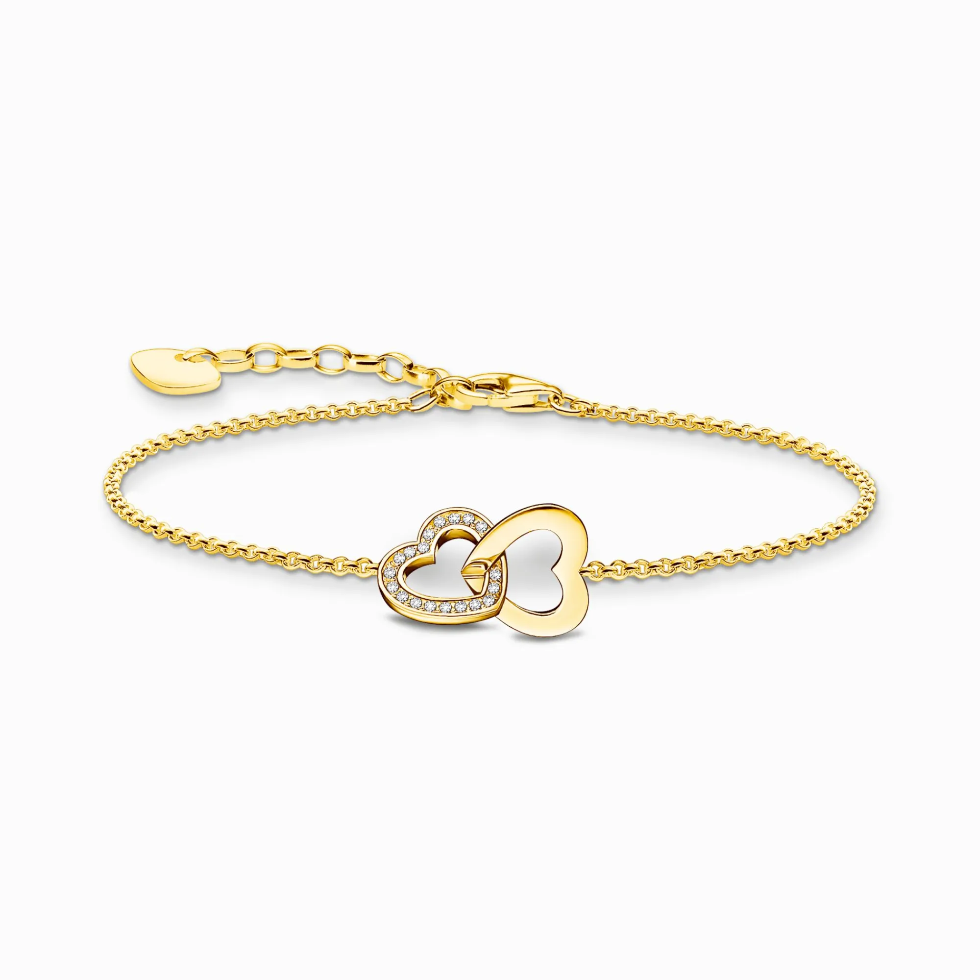 Women THOMAS SABO Bracelets-Gold-plated bracelet with intertwined hearts pendant