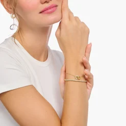 Women THOMAS SABO Bracelets-Gold-plated bracelet with intertwined hearts pendant