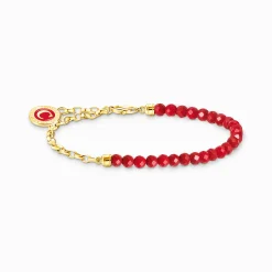 Women THOMAS SABO Charm Bracelets|Charm Bracelets-Gold-plated charm bracelet with red beads