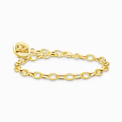 Women THOMAS SABO Bracelets|Charm Bracelets-Gold-plated charm bracelet with goldbears logo ring