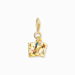 Women THOMAS SABO Charms|Charms-Gold-plated charm pendant letter with stones and engraving