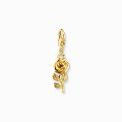 Women THOMAS SABO Charms|Charms-Gold-plated charm pendant in rose design