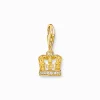Women THOMAS SABO Charms|Charms-Gold-plated charm pendant LONDON crown with zirconia