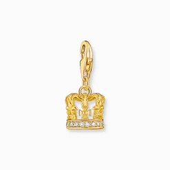 Women THOMAS SABO Charms|Charms-Gold-plated charm pendant LONDON crown with zirconia