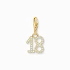 Women THOMAS SABO Charms|Charms-Gold-plated charm pendant number 18 with zirconia
