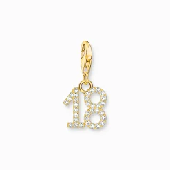 Women THOMAS SABO Charms|Charms-Gold-plated charm pendant number 18 with zirconia