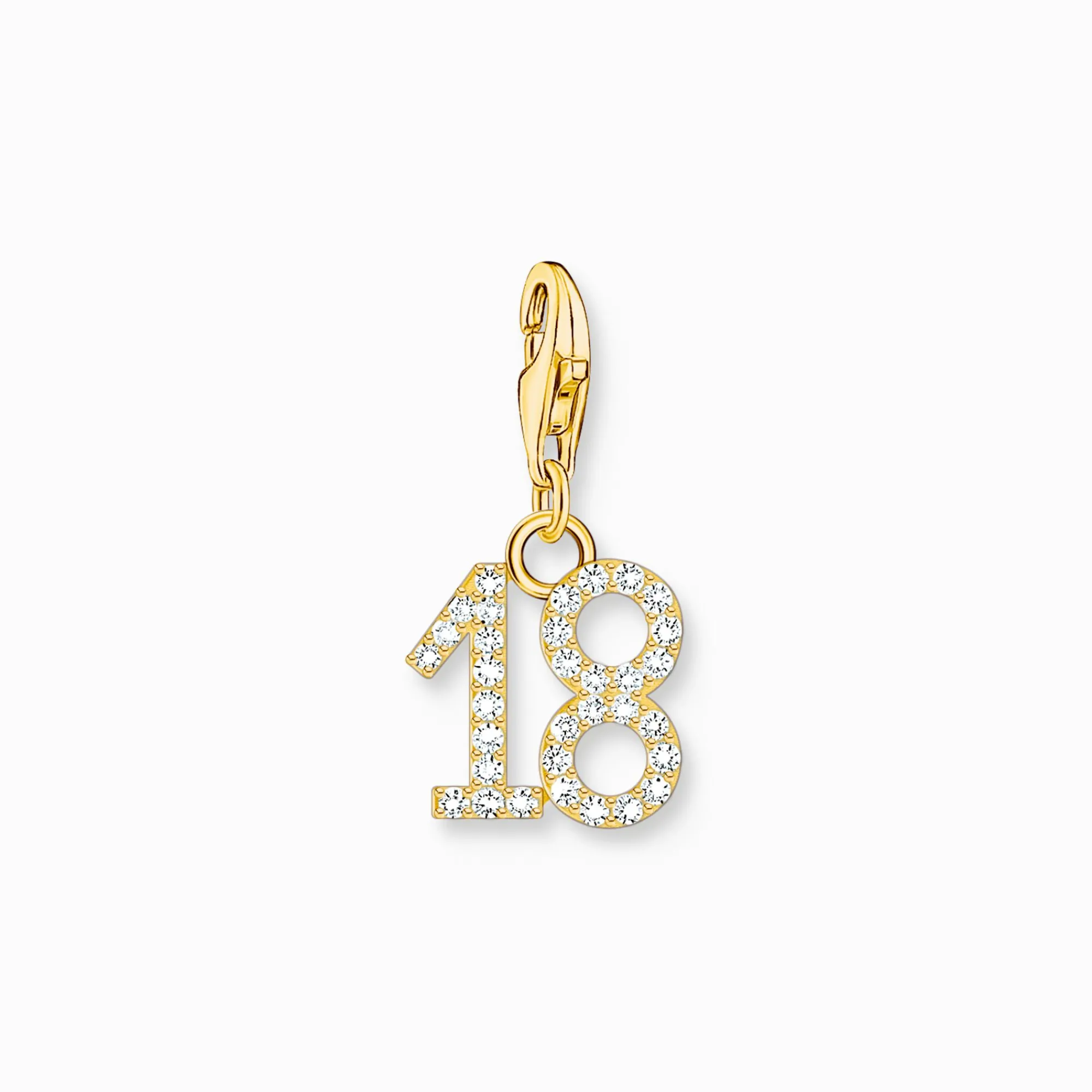 Women THOMAS SABO Charms|Charms-Gold-plated charm pendant number 18 with zirconia