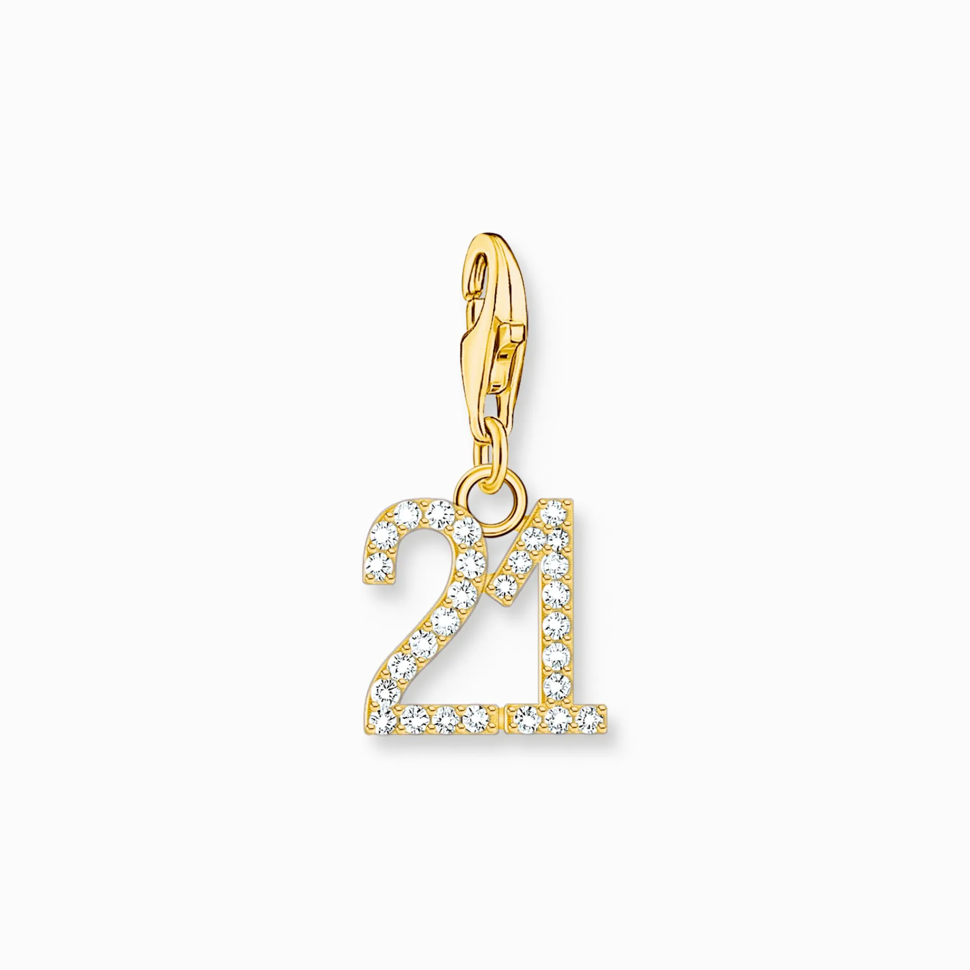 Women THOMAS SABO Charms|Charms-Gold-plated charm pendant number 21 with zirconia