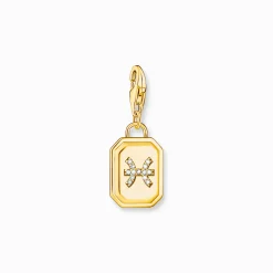 Women THOMAS SABO Charms|Charms-Gold-plated charm pendant zodiac sign Pisces with zirconia