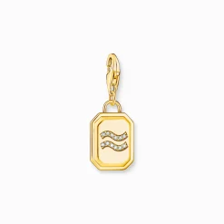 Women THOMAS SABO Charms|Charms-Gold-plated charm pendant zodiac sign Aquarius with zirconia