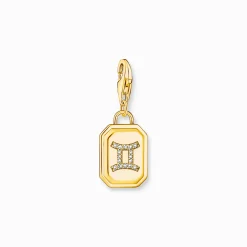 Women THOMAS SABO Charms|Charms-Gold-plated charm pendant zodiac sign Gemini with zirconia