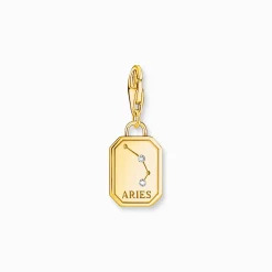 Women THOMAS SABO Charms|Charms-Gold-plated charm pendant zodiac sign Aries with zirconia