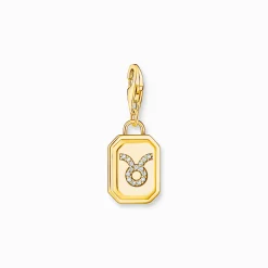 Women THOMAS SABO Charms|Charms-Gold-plated charm pendant zodiac sign Taurus with zirconia