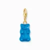 Women THOMAS SABO Charms|Charms-Gold-plated charm pendant goldbears in blue
