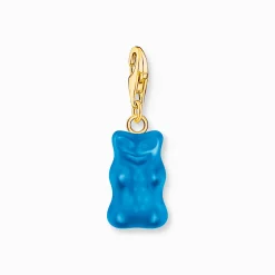 Women THOMAS SABO Charms|Charms-Gold-plated charm pendant goldbears in blue