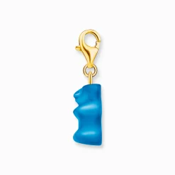 Women THOMAS SABO Charms|Charms-Gold-plated charm pendant goldbears in blue