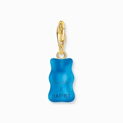 Women THOMAS SABO Charms|Charms-Gold-plated charm pendant goldbears in blue
