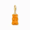 Women THOMAS SABO Charms|Charms-Gold-plated charm pendant goldbears in orange