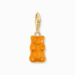 Women THOMAS SABO Charms|Charms-Gold-plated charm pendant goldbears in orange