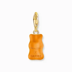 Women THOMAS SABO Charms|Charms-Gold-plated charm pendant goldbears in orange