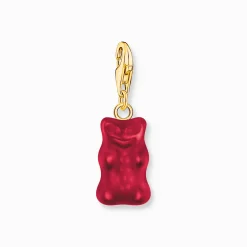 Women THOMAS SABO Charms|Charms-Gold-plated charm pendant goldbears in red