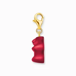 Women THOMAS SABO Charms|Charms-Gold-plated charm pendant goldbears in red