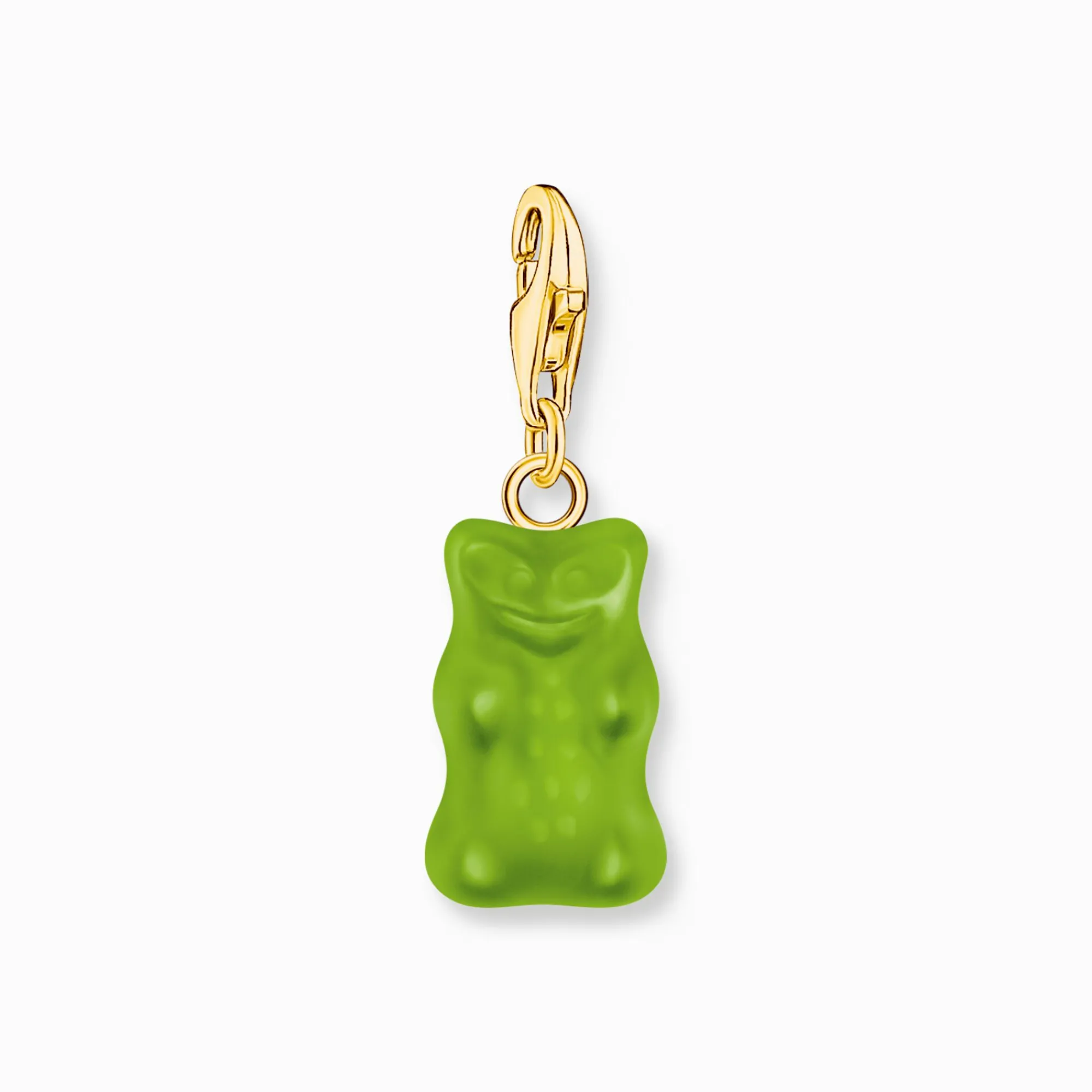 Women THOMAS SABO 18-Carat Gold-Plating - 925 Silver|Charms-Gold-plated charm pendant goldbears in green
