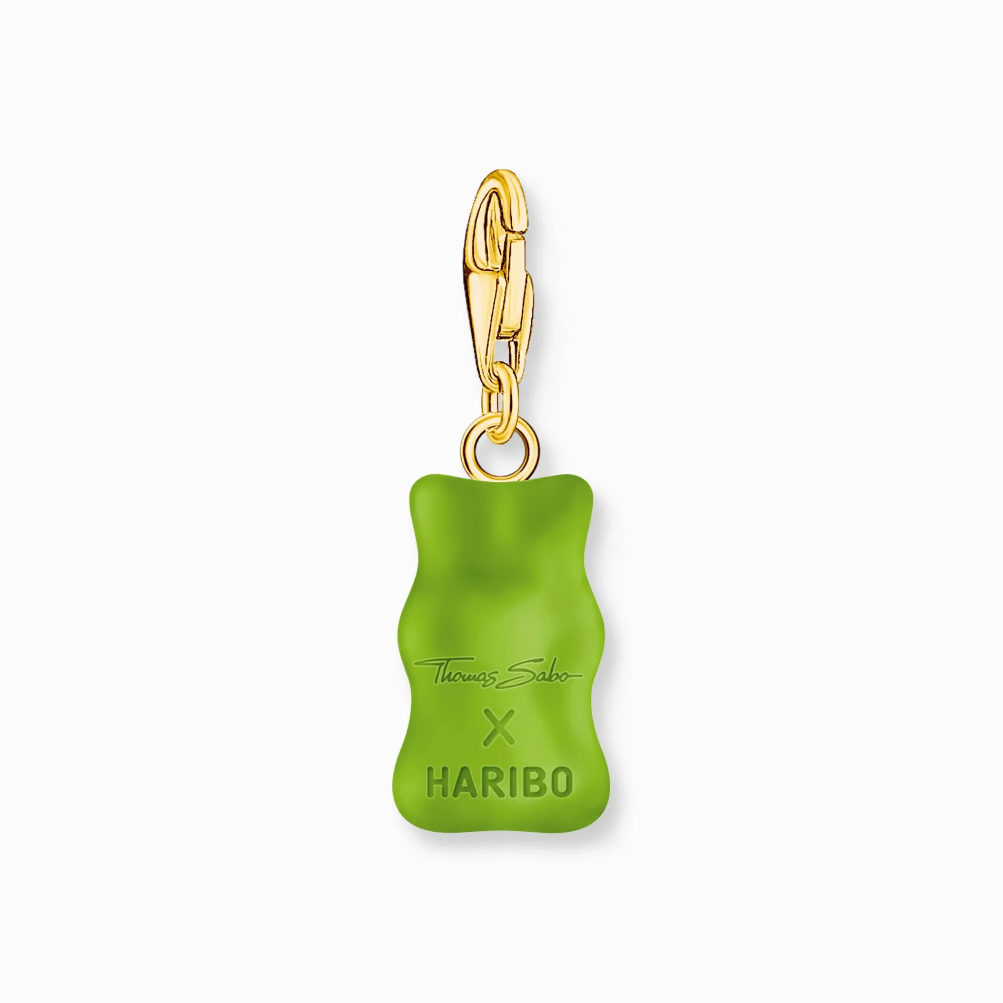 Women THOMAS SABO 18-Carat Gold-Plating - 925 Silver|Charms-Gold-plated charm pendant goldbears in green