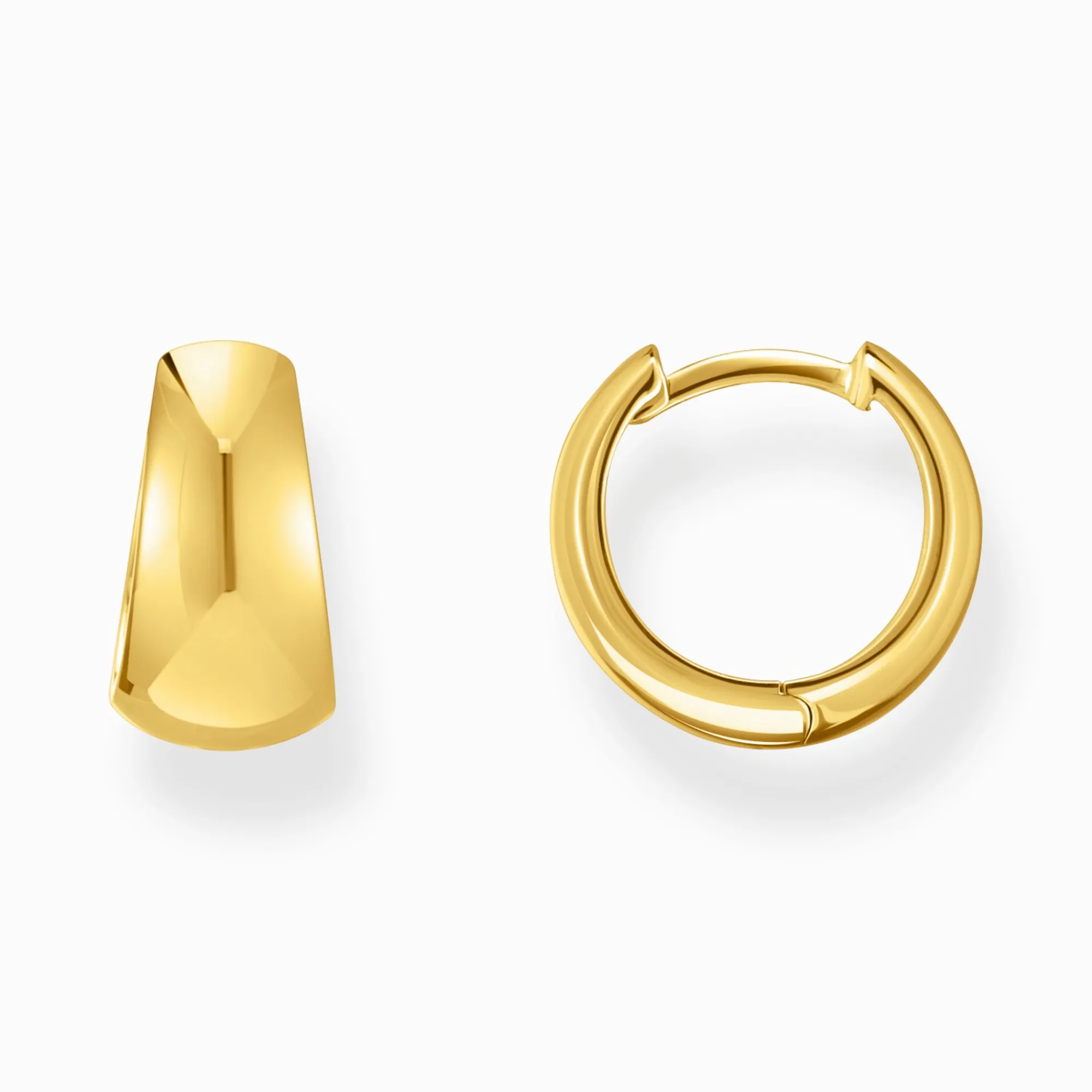 Women THOMAS SABO Hoop Earrings-Gold-plated classic hoop earrings in chunky, trapezoidal shape
