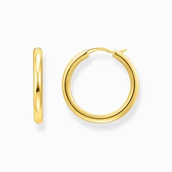 Women THOMAS SABO Hoop Earrings-Gold-plated classic hoop earrings in wider shape