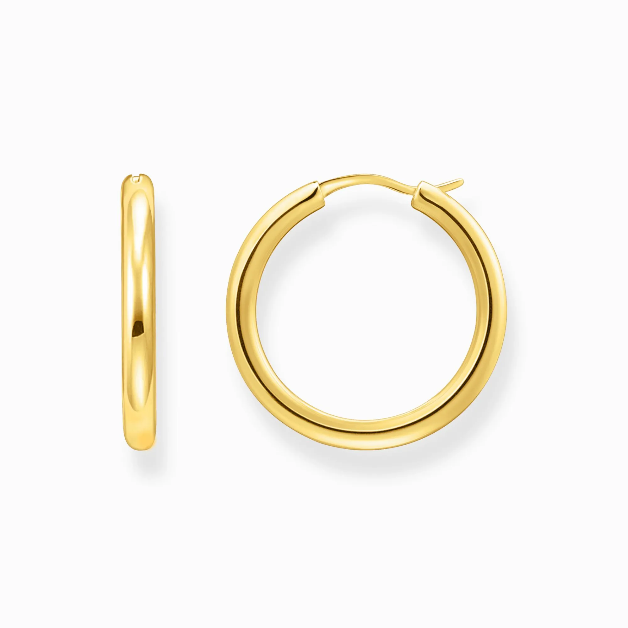 Women THOMAS SABO Hoop Earrings-Gold-plated classic hoop earrings in wider shape