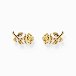 Women THOMAS SABO Ear Studs|18-Carat Gold-Plating - 925 Silver-Gold-plated ear studs Roses Romance