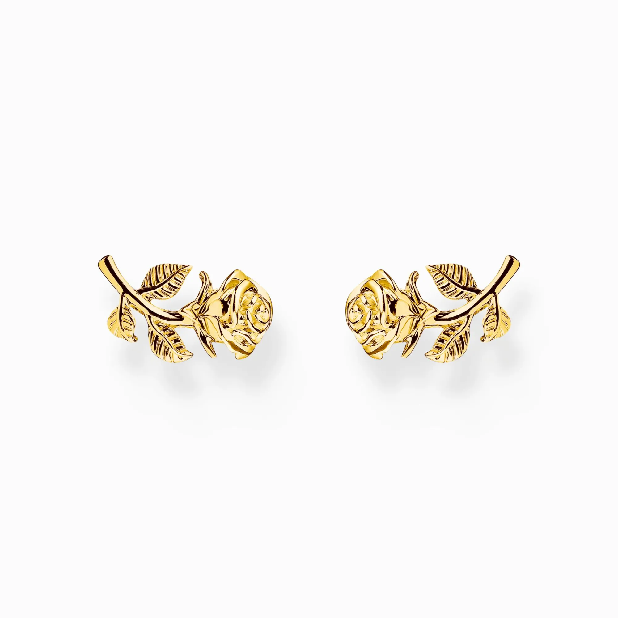 Women THOMAS SABO Ear Studs|18-Carat Gold-Plating - 925 Silver-Gold-plated ear studs Roses Romance