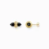 Women THOMAS SABO Ear Studs-Gold-plated ear studs with hexagonal onyx